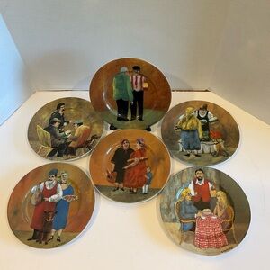 Vintage Guy Buffet Tuscan Storefronts 8" Salad Plates Set Of 6 Italian Scenes